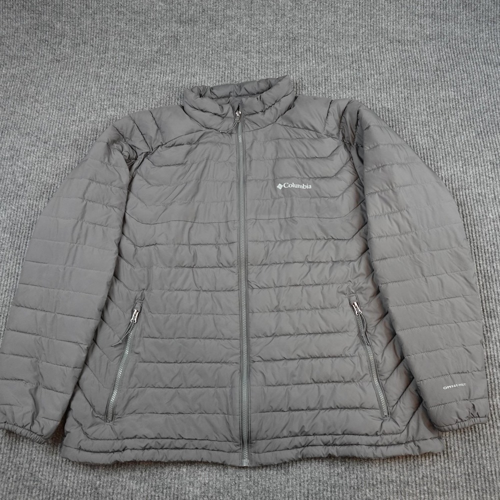 Columbia Omni-Heat Jacket Mens 2XL Gray Puffer Full Zip Insulated Outdoor Hiking